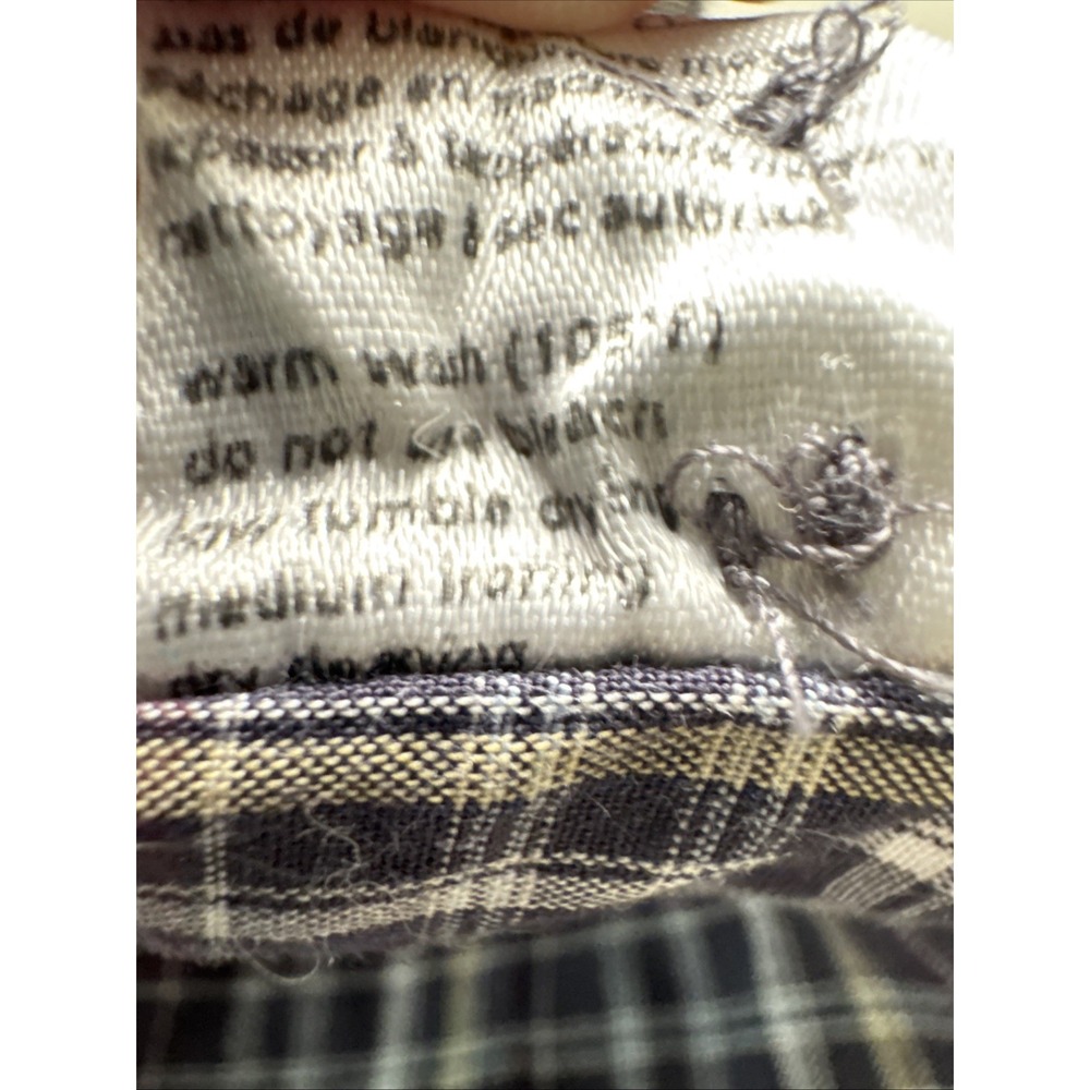 Lacoste 42 Mens Plaid Button Up Shirt L/S Flannel‎ Cotton Casual Brown Grey Top - Picture 7 of 7
